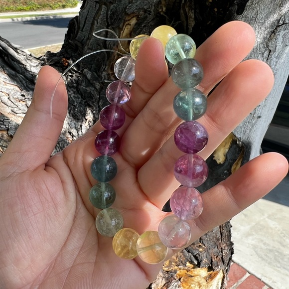 Mixed Color Fluorite Bead Bracelet - Picture 8 of 9